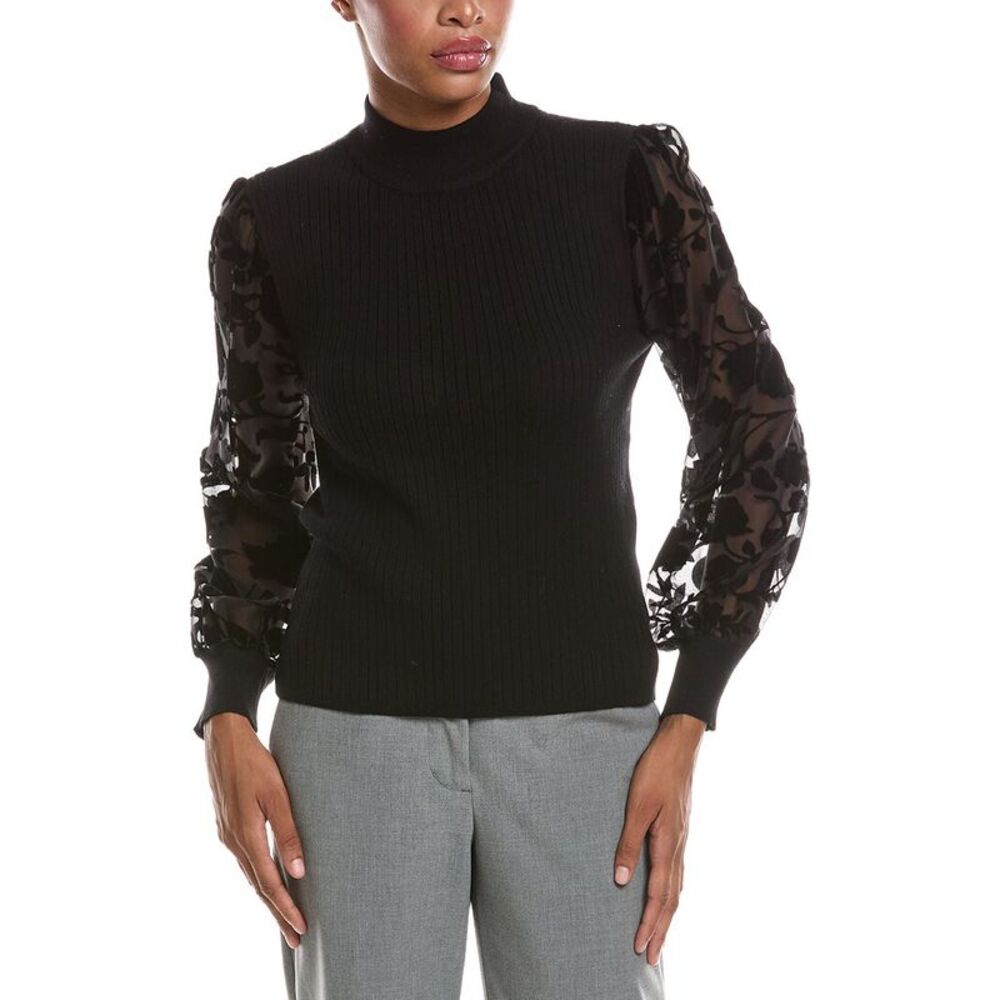 Joseph A. Womens Burnout Mock Neck Top, Black